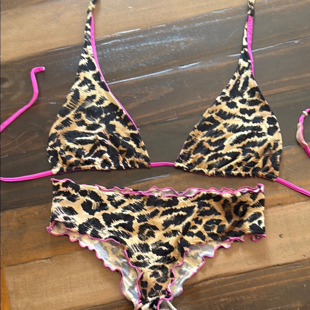 Vitamin A Leopard Print Bikini with Pink Accents